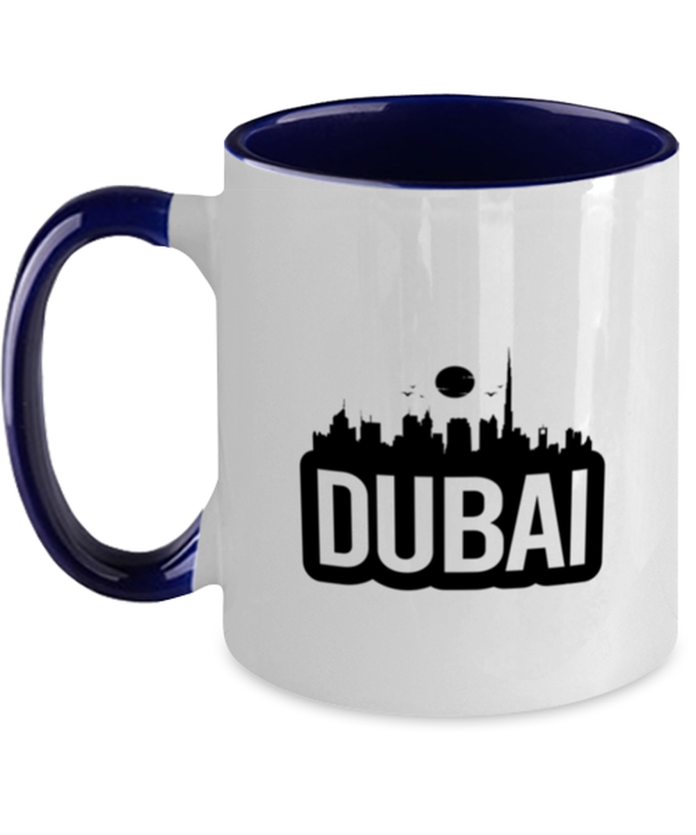 Dubai Bold Skyline, navy Two Tone Coffee Mug. Model 60087