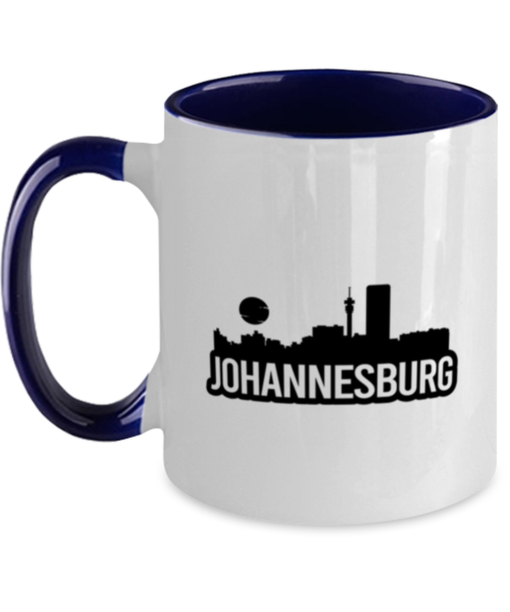 Johannesburg Bold Skyline, navy Two Tone Coffee Mug. Model 60087
