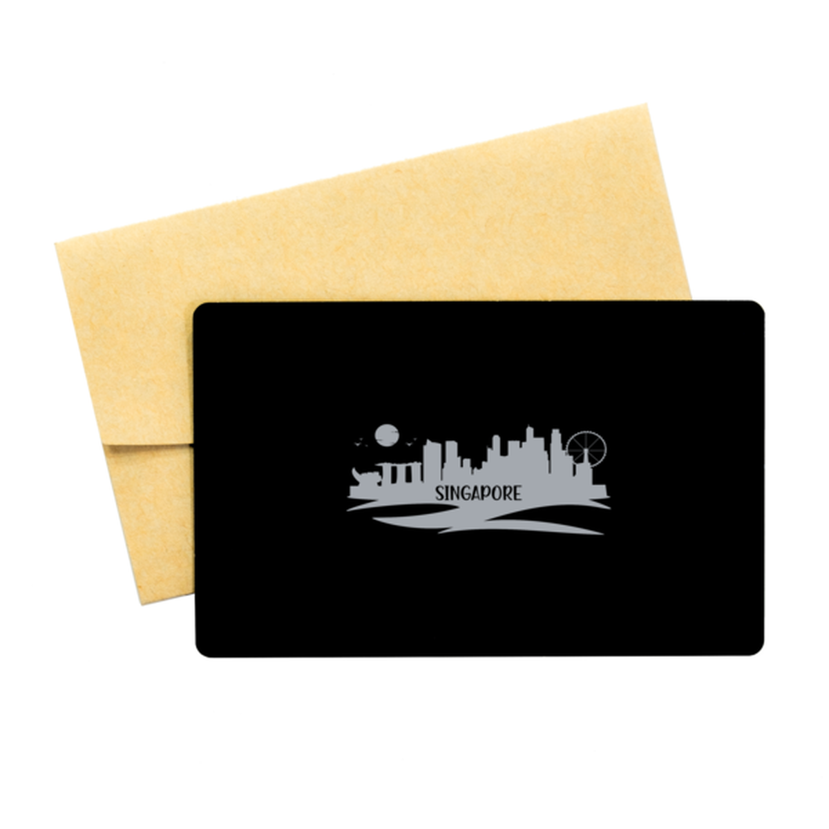 Singapore Skyline silhouette,  Wallet Card . Model 60088