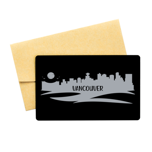 Vancouver Skyline silhouette,  Wallet Card . Model 60088