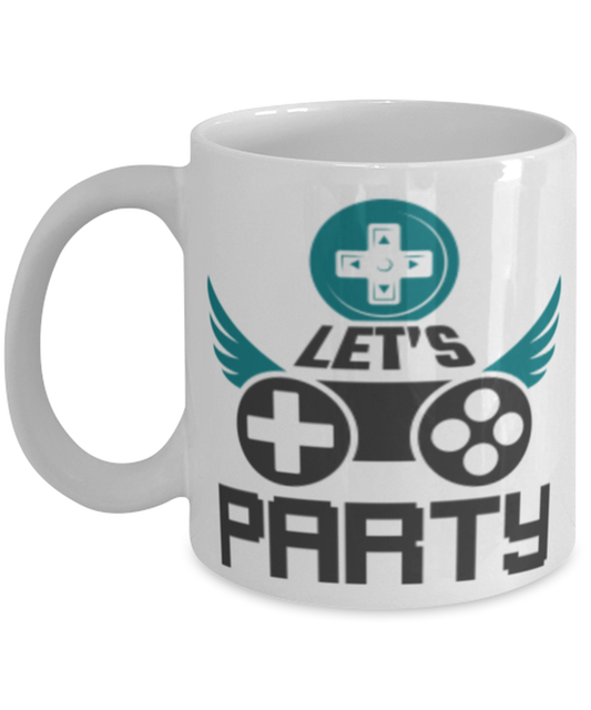 lets party, white Coffee Mug, Coffee Cup 11oz. Model 60089