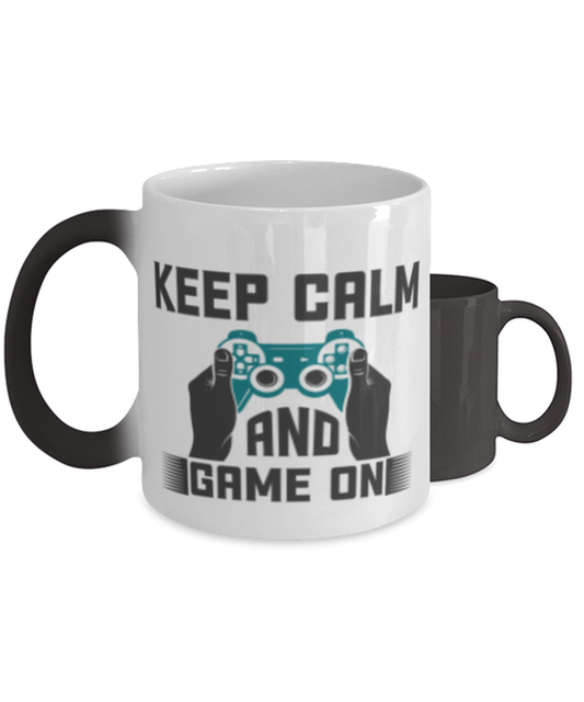 Keep Calm and Game On,  Heat Sensitive Color Changing Coffee Mug, Magic Coffee Cup. Model 60089