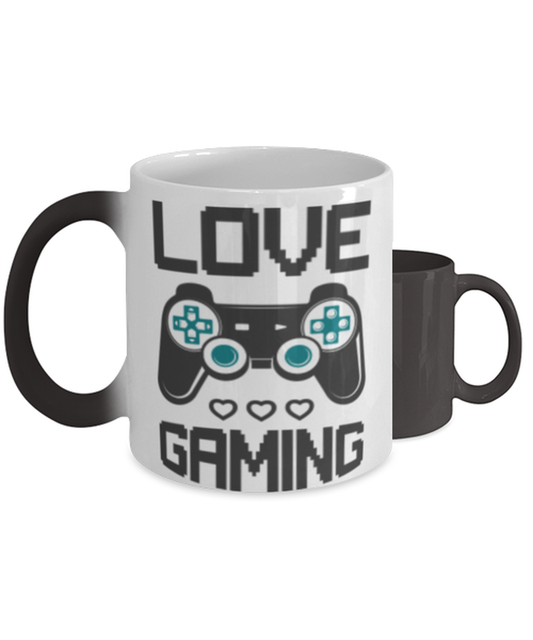 love gaming,  Heat Sensitive Color Changing Coffee Mug, Magic Coffee Cup. Model 60089