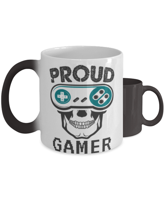 Proud Gamer,  Heat Sensitive Color Changing Coffee Mug, Magic Coffee Cup. Model 60089