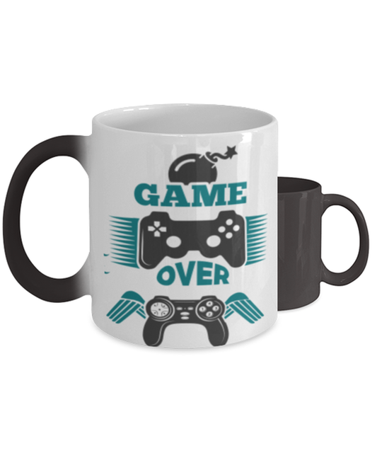 game over,  Heat Sensitive Color Changing Coffee Mug, Magic Coffee Cup. Model 60089