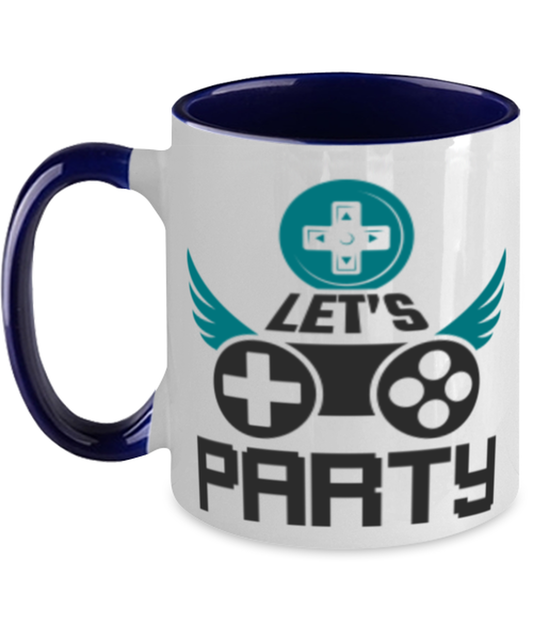 lets party, navy Two Tone Coffee Mug. Model 60089