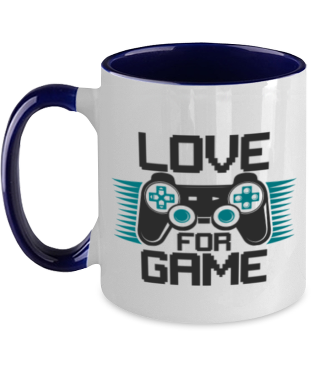 Love for game, navy Two Tone Coffee Mug. Model 60089