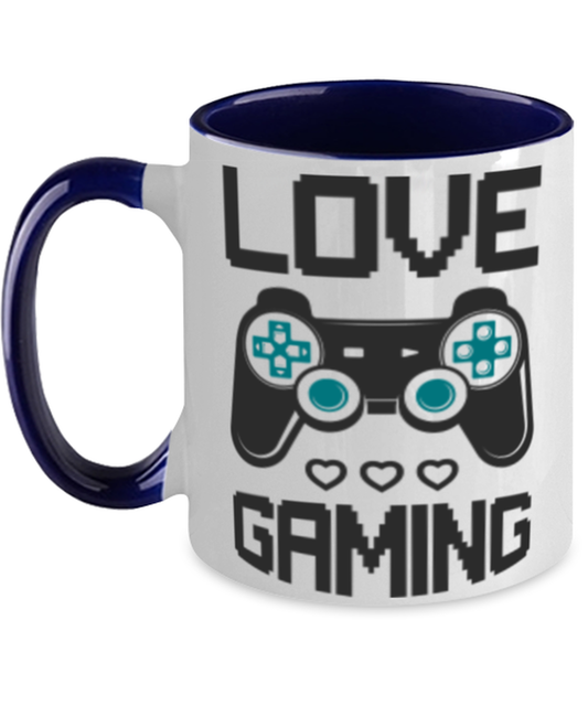 love gaming, navy Two Tone Coffee Mug. Model 60089