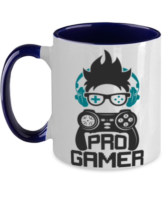 pro gamer, navy Two Tone Coffee Mug. Model 60089