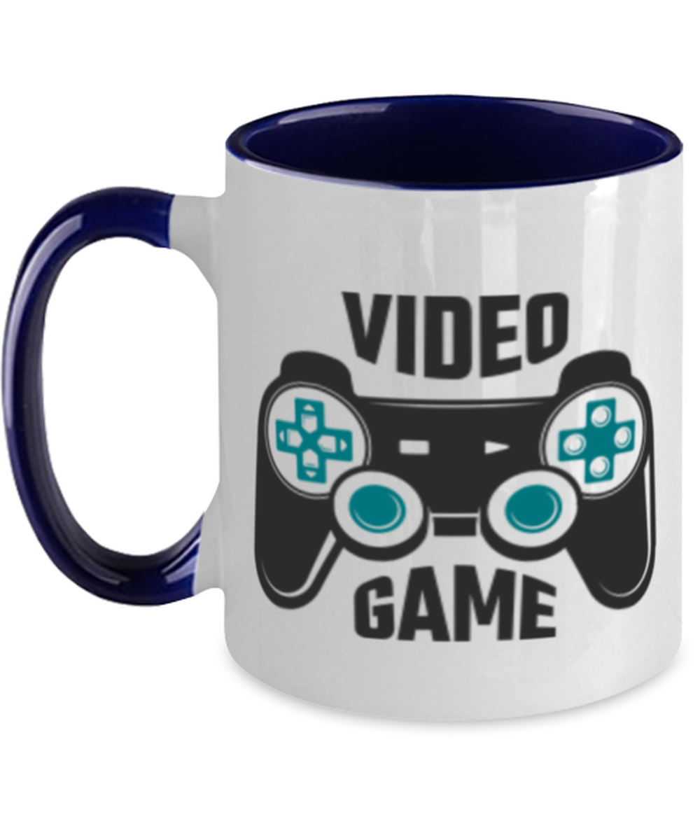 video game, navy Two Tone Coffee Mug. Model 60089