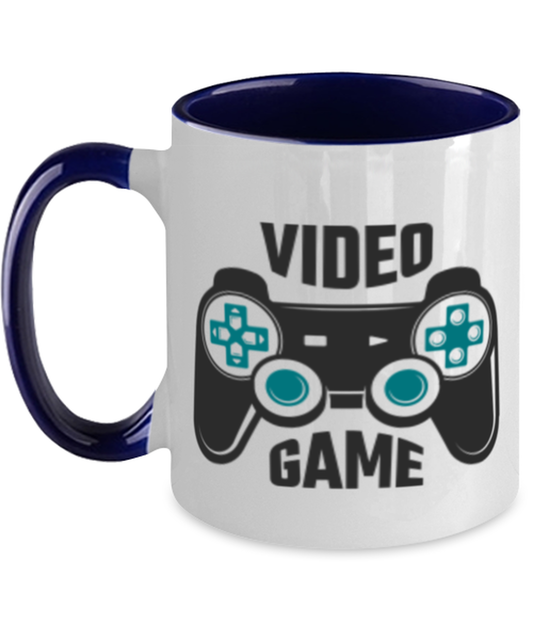 video game, navy Two Tone Coffee Mug. Model 60089