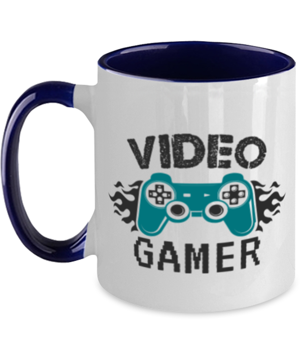 Video Gamer, navy Two Tone Coffee Mug. Model 60089