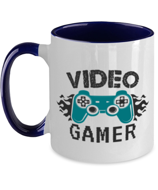 Video Gamer, navy Two Tone Coffee Mug. Model 60089