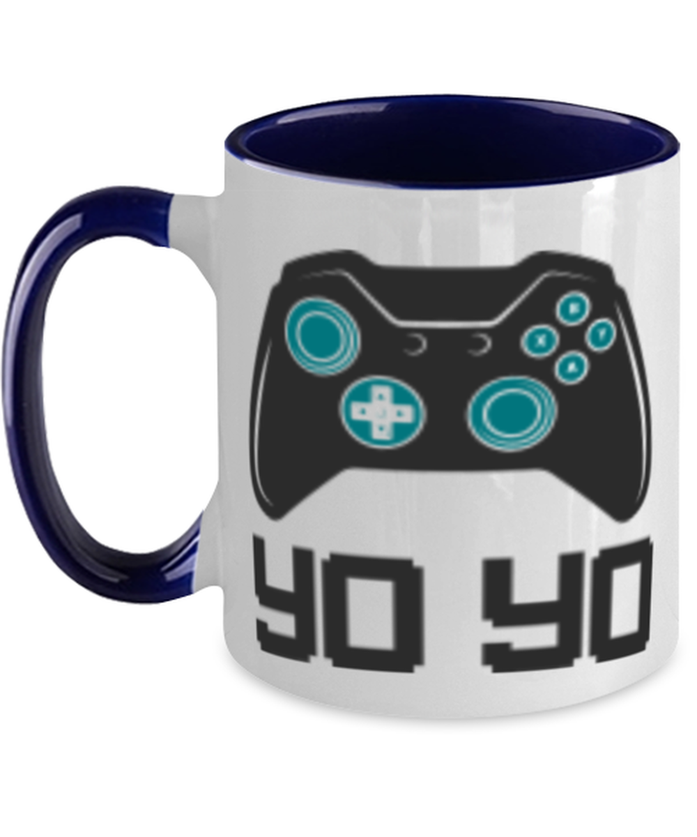 yo yo, navy Two Tone Coffee Mug. Model 60089