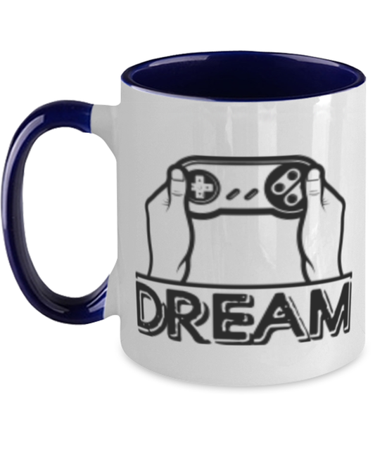 dream gaming, navy Two Tone Coffee Mug. Model 60089