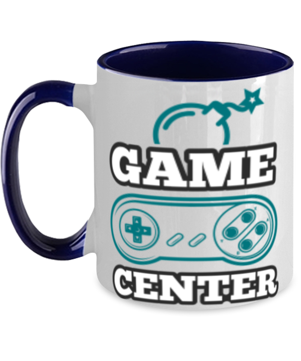 game center, navy Two Tone Coffee Mug. Model 60089