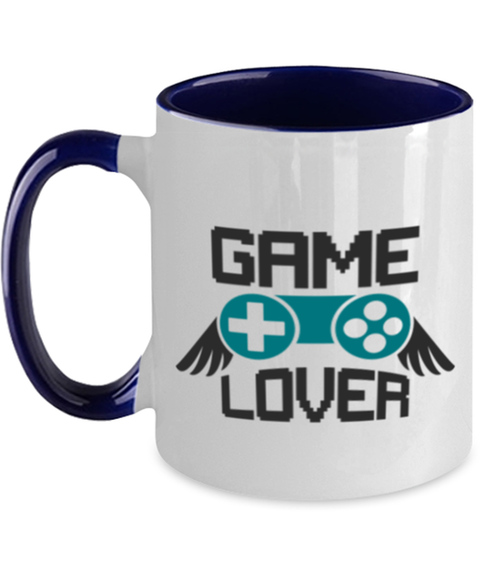 game lover, navy Two Tone Coffee Mug. Model 60089