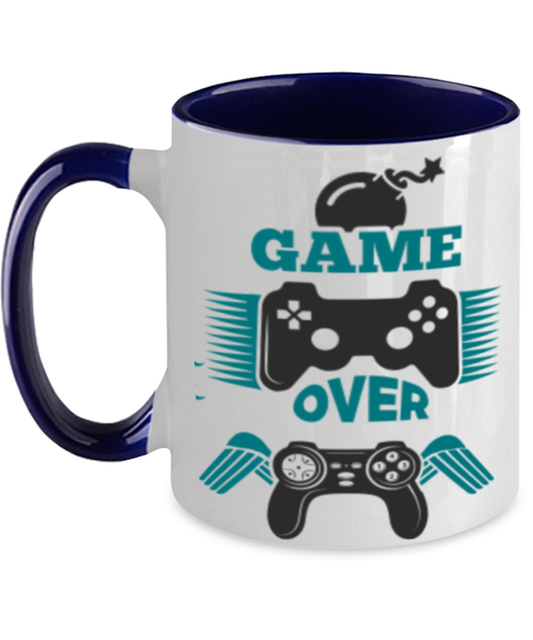 game over, navy Two Tone Coffee Mug. Model 60089