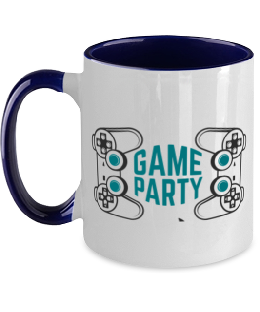 game party, navy Two Tone Coffee Mug. Model 60089