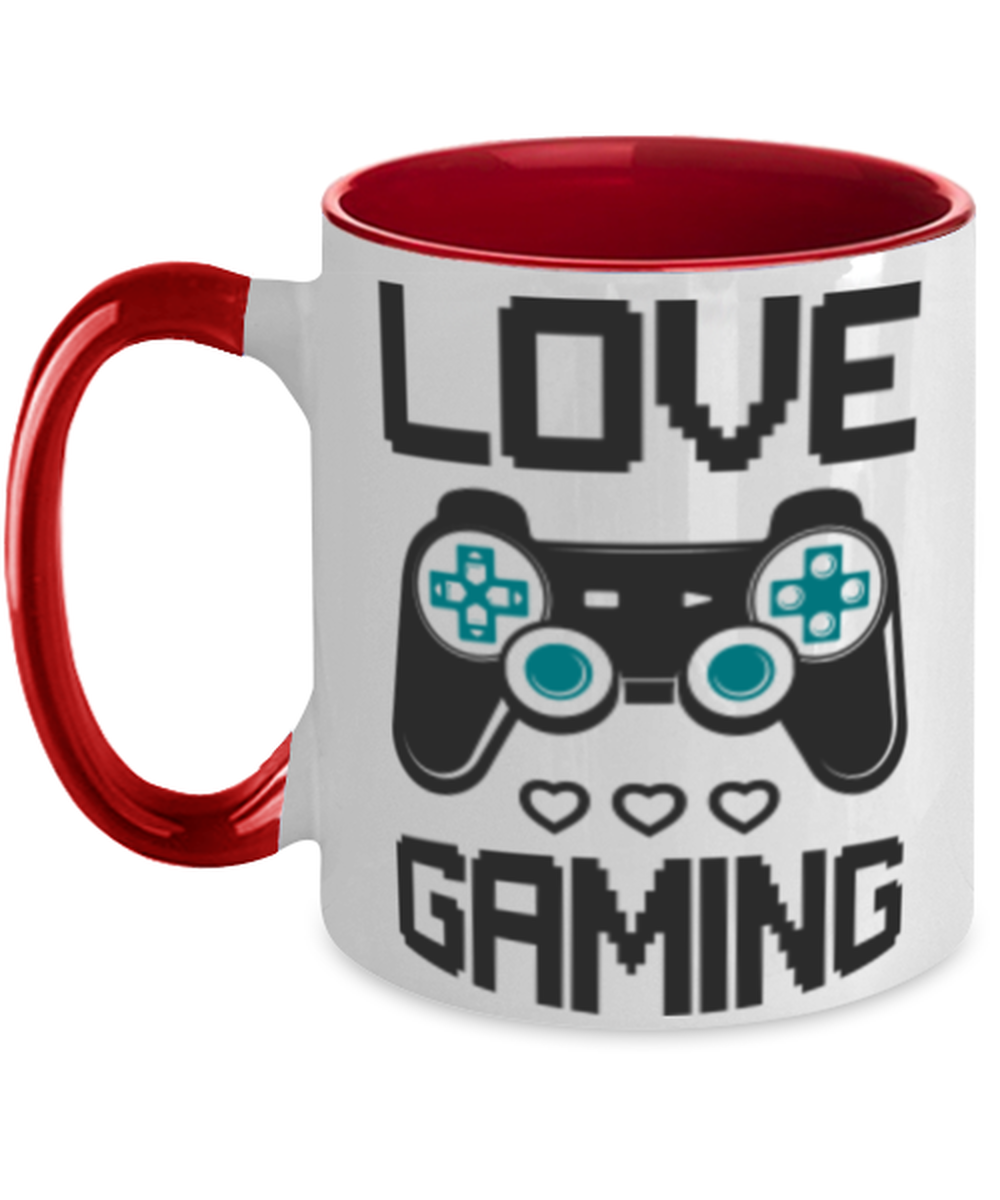 love gaming, red Two Tone Coffee Mug. Model 60089