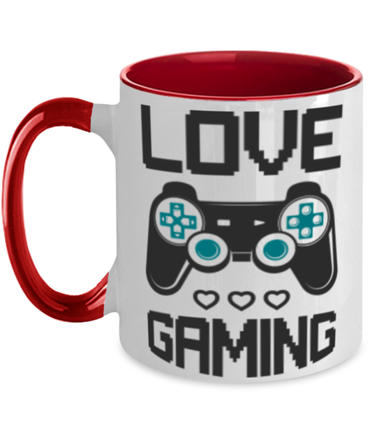 love gaming, red Two Tone Coffee Mug. Model 60089