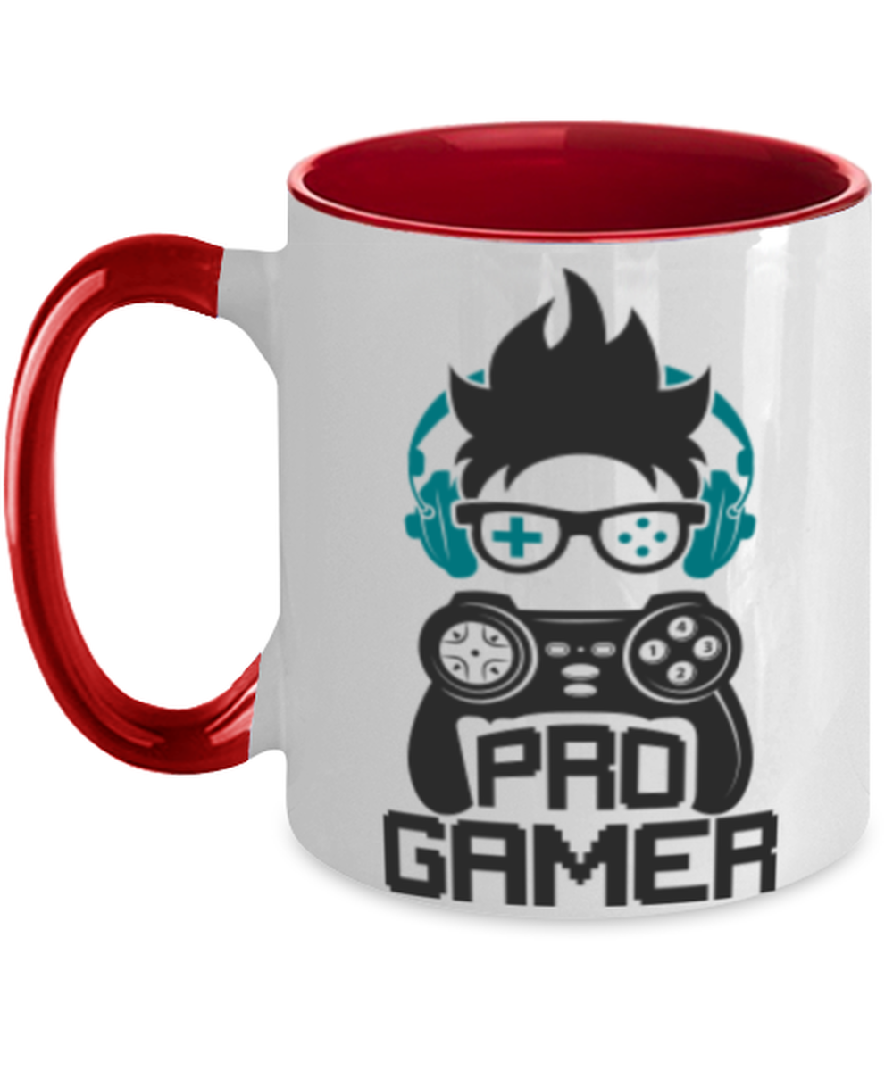 pro gamer, red Two Tone Coffee Mug. Model 60089