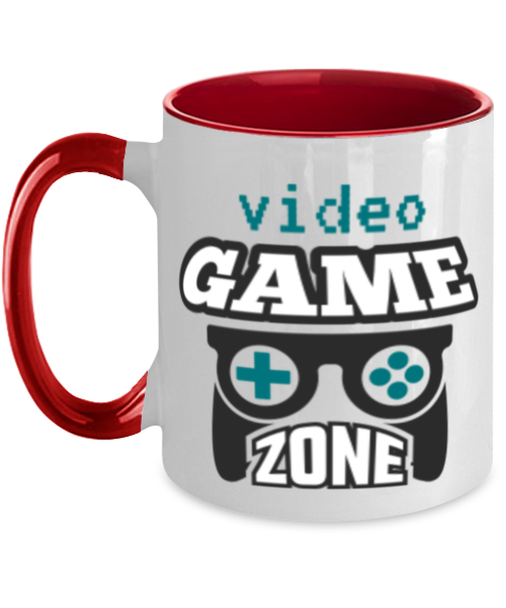 video game zone, red Two Tone Coffee Mug. Model 60089