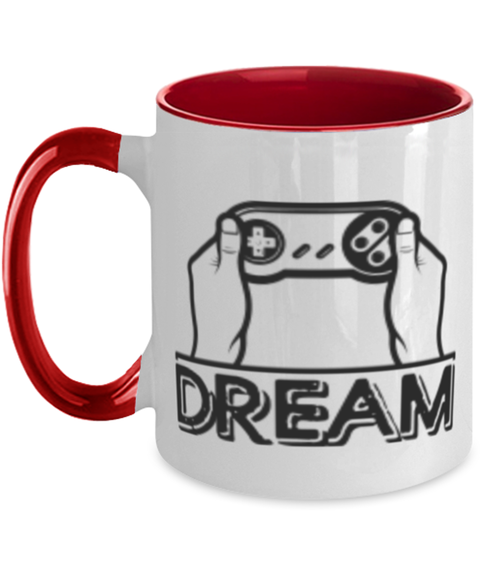 dream gaming, red Two Tone Coffee Mug. Model 60089