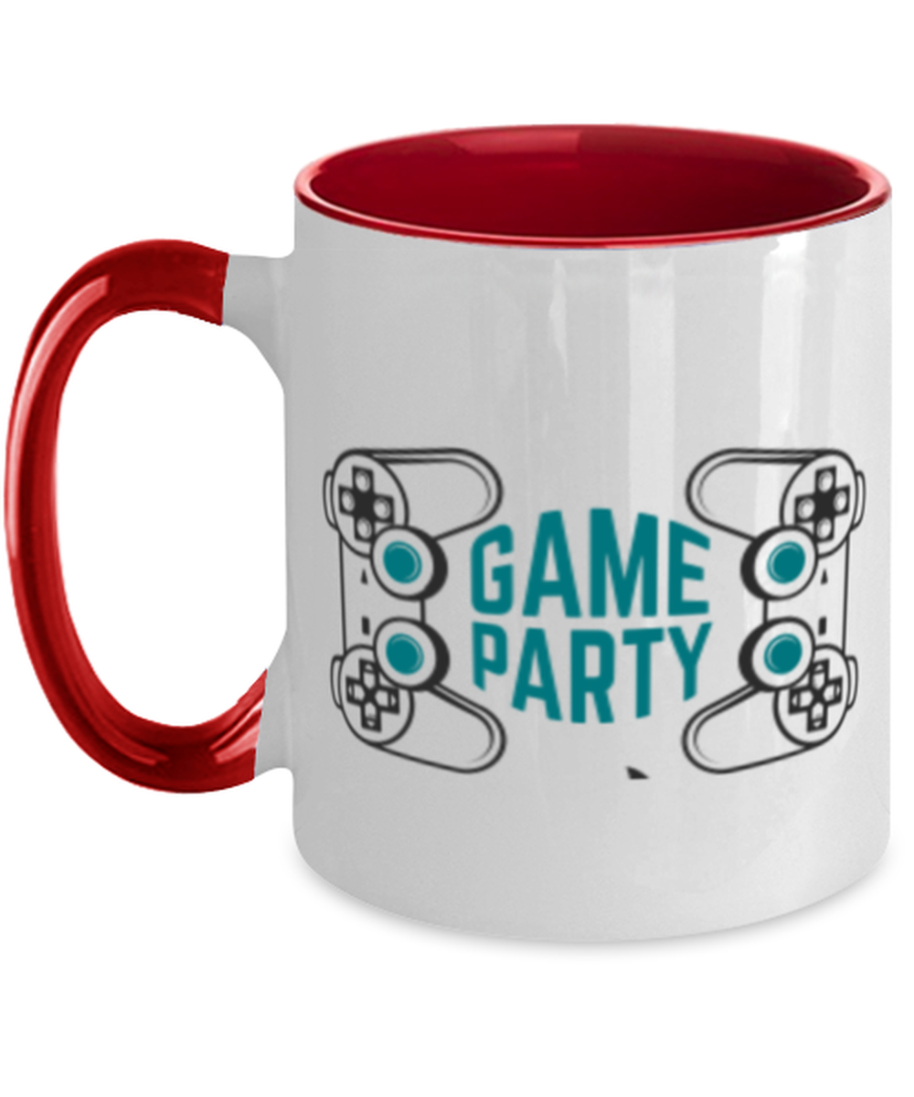 game party, red Two Tone Coffee Mug. Model 60089