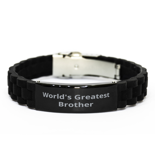 World Greatest Brother,  Black Glidelock Clasp Bracelet. Model 60092