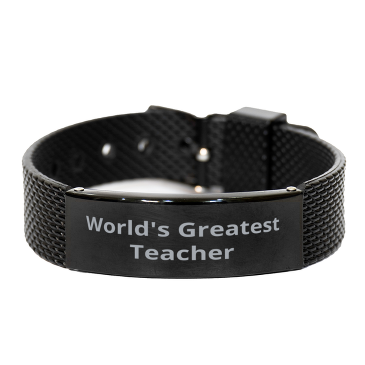 World Greatest Teacher,  Black Shark Mesh Bracelet. Model 60092