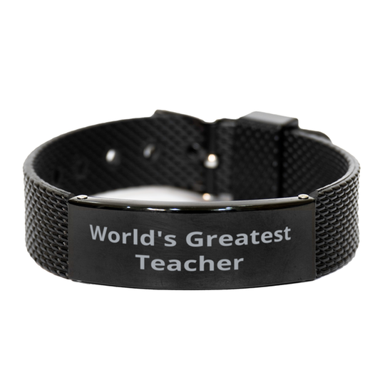 World Greatest Teacher,  Black Shark Mesh Bracelet. Model 60092