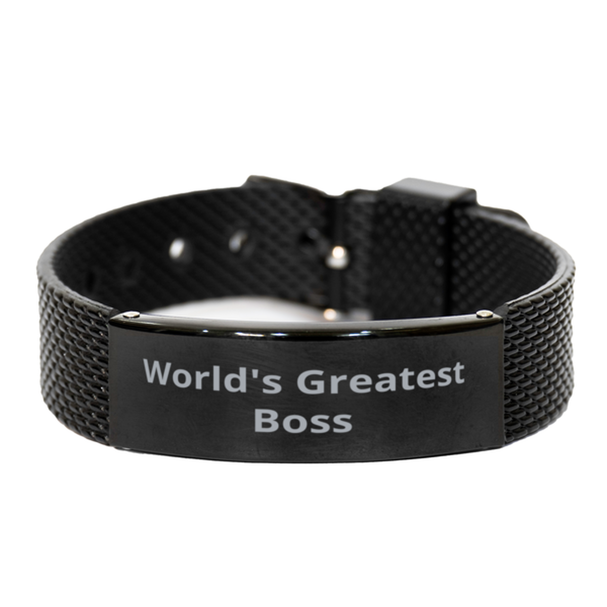World Greatest Boss,  Black Shark Mesh Bracelet. Model 60092