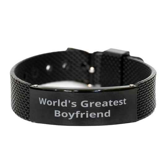 World Greatest Boyfriend,  Black Shark Mesh Bracelet. Model 60092