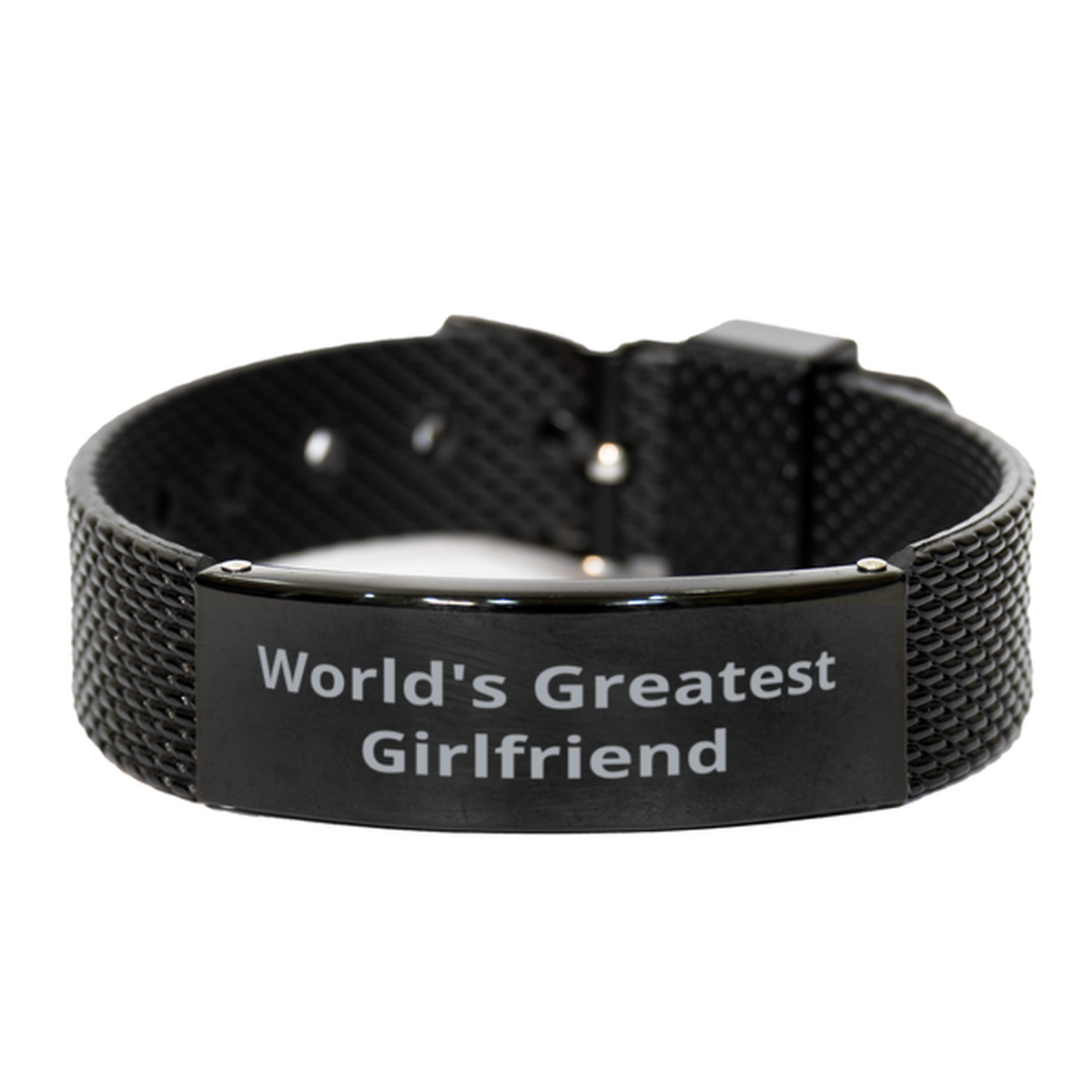 World Greatest Girlfriend,  Black Shark Mesh Bracelet. Model 60092