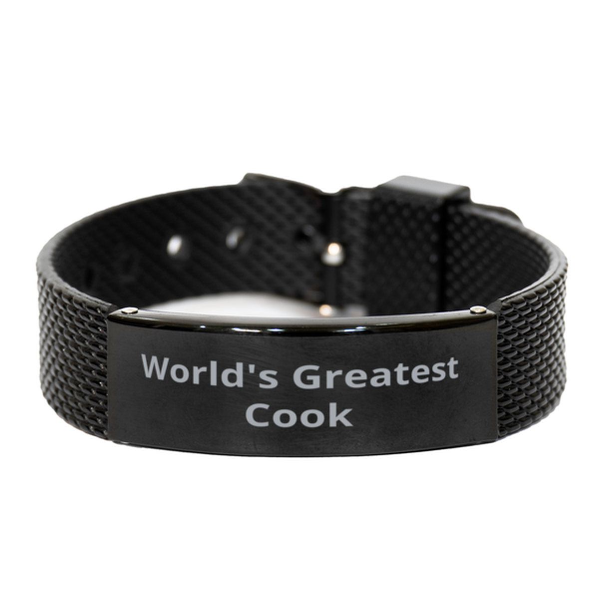 World Greatest Cook,  Black Shark Mesh Bracelet. Model 60092