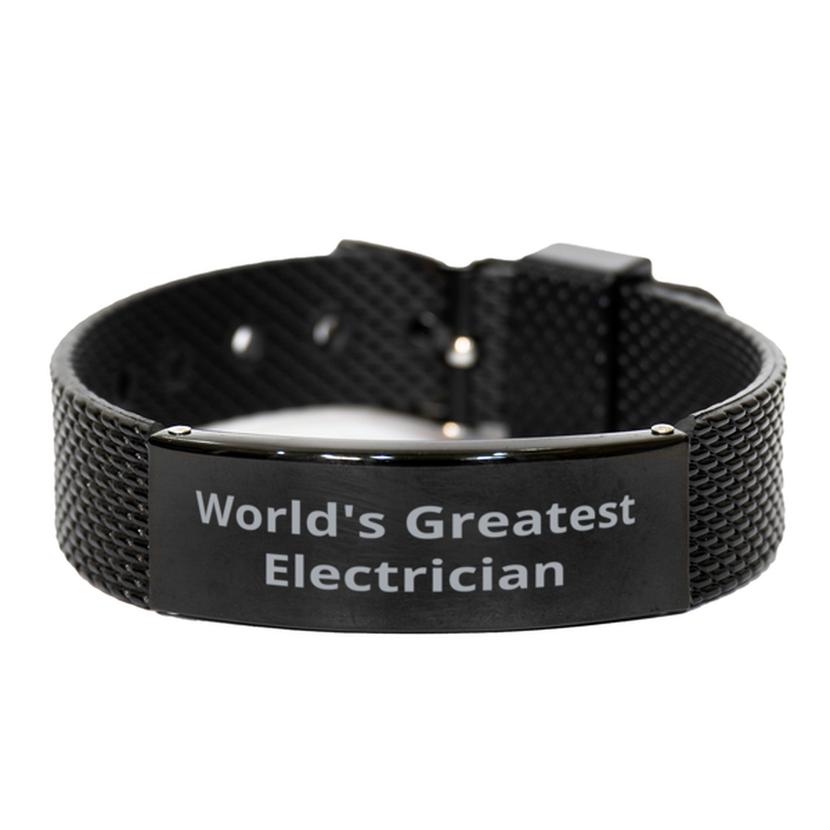 World Greatest Electrician,  Black Shark Mesh Bracelet. Model 60092