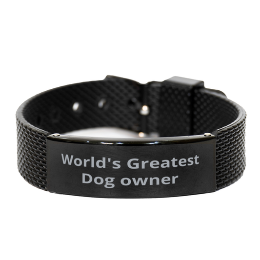 World Greatest Dog owner,  Black Shark Mesh Bracelet. Model 60092