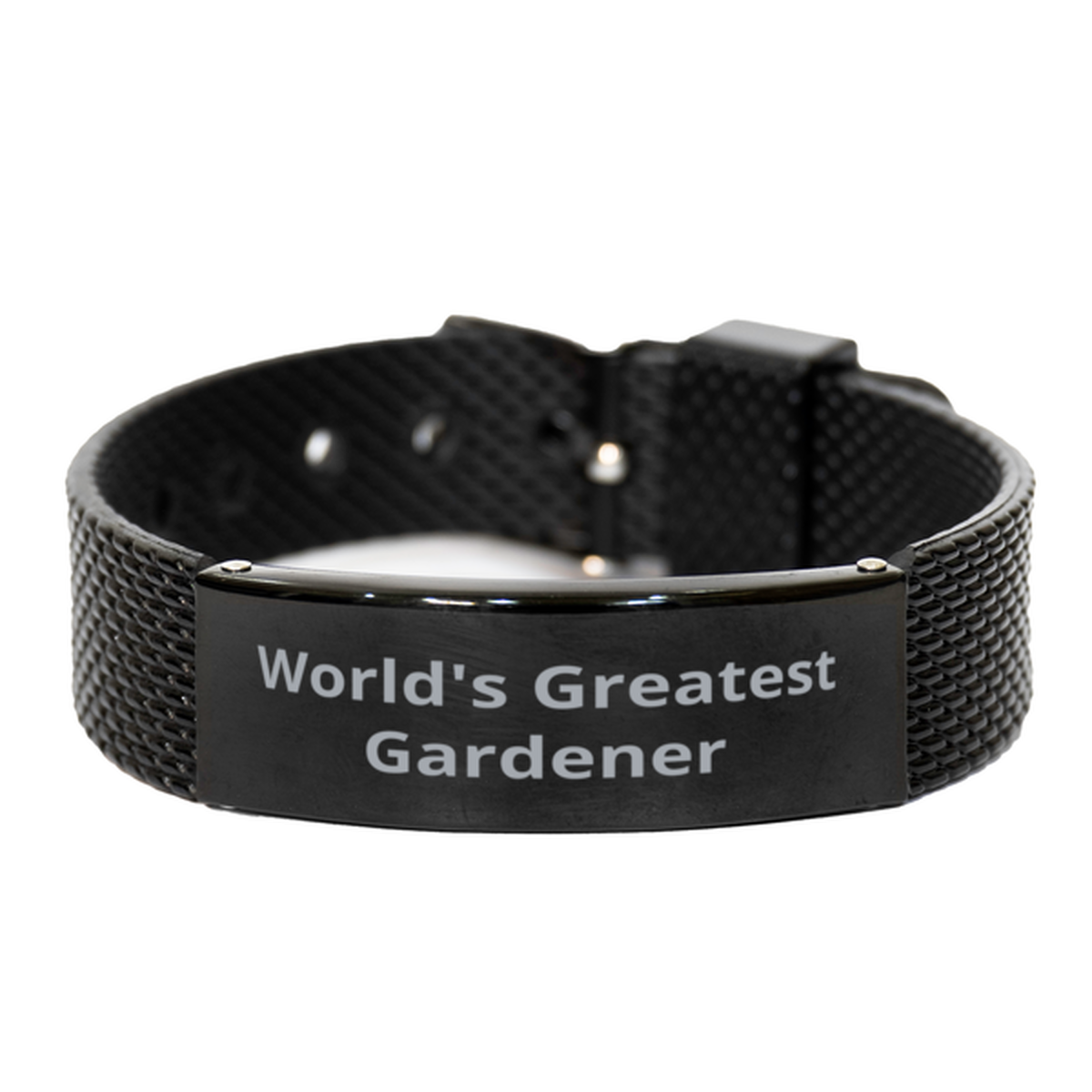 World Greatest Gardener,  Black Shark Mesh Bracelet. Model 60092