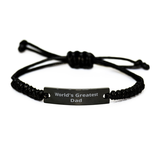 World Greatest Dad,  Black Rope Bracelet. Model 60092