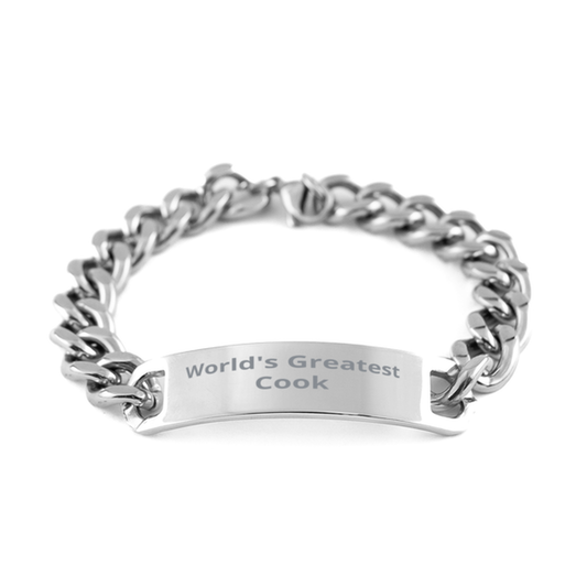 World Greatest Cook,  Cuban Chain Stainless Steel Bracelet. Model 60092