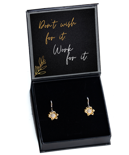 Inspire and Shine: Earrings with Uplifting Messages,  Sunflower Earrings. Model 60093