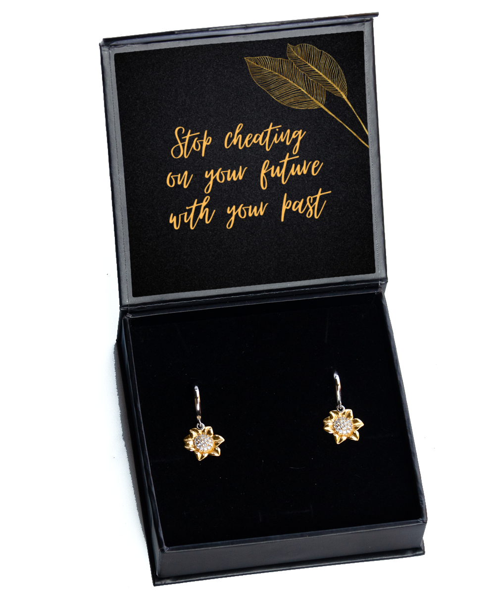 Earrings that Sparkle with Motivation - Inspirational Messages Included,  Sunflower Earrings. Model 60093