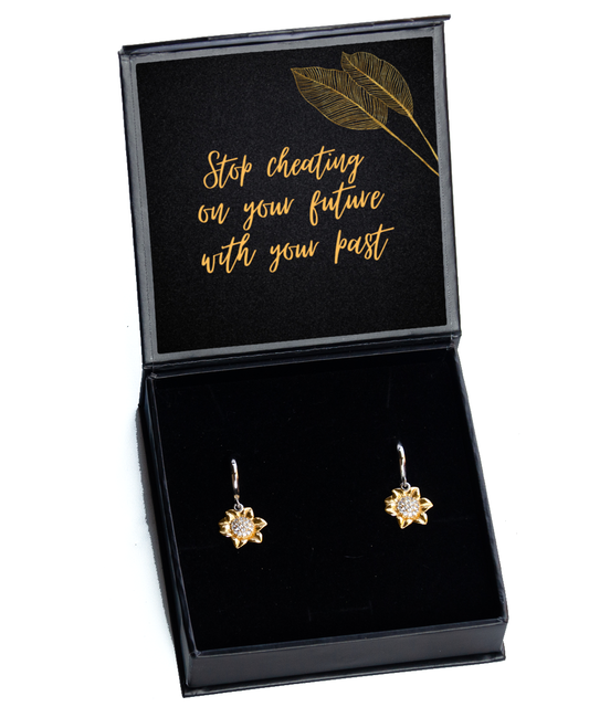 Earrings that Sparkle with Motivation - Inspirational Messages Included,  Sunflower Earrings. Model 60093