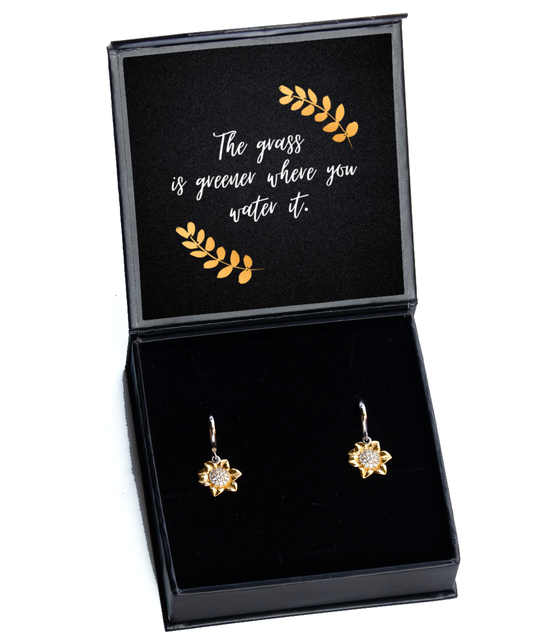Elegant Earrings, Empowering Messages - Your Daily Motivation,  Sunflower Earrings. Model 60093