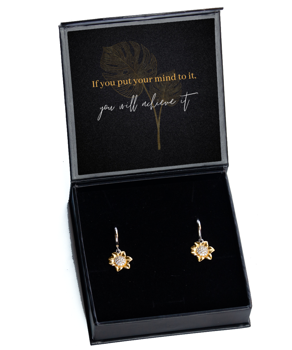 Unlock Your Potential with Inspirational Earrings - Be Inspired,  Sunflower Earrings. Model 60093