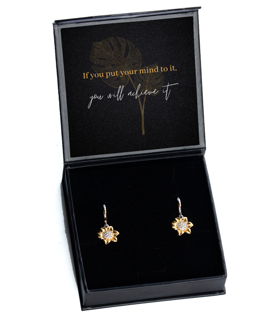 Unlock Your Potential with Inspirational Earrings - Be Inspired,  Sunflower Earrings. Model 60093