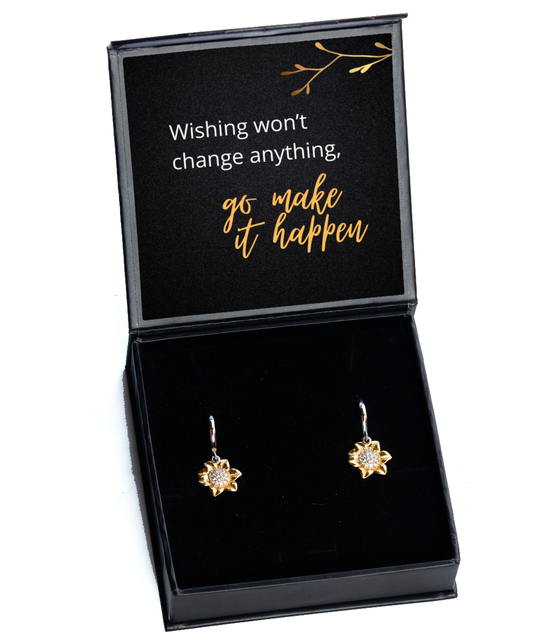 Stylish Earrings, Uplifting Messages - Your Daily Motivation,  Sunflower Earrings. Model 60093