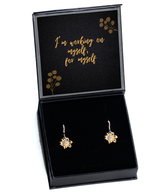 Inspirational Earrings for Empowered Women - Daily Affirmations,  Sunflower Earrings. Model 60093