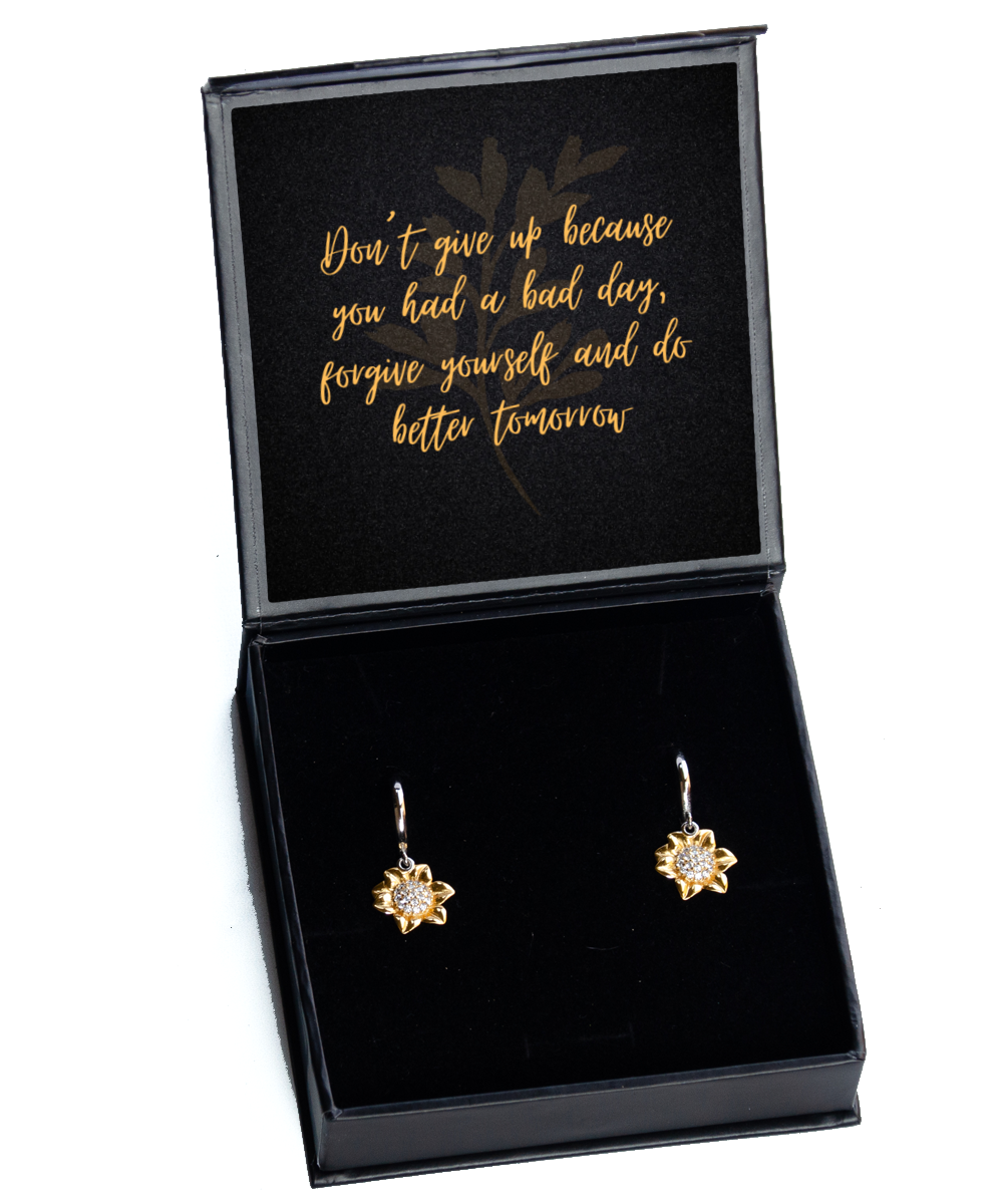 Messages of Strength and Style - Inspirational Earrings Set,  Sunflower Earrings. Model 60093
